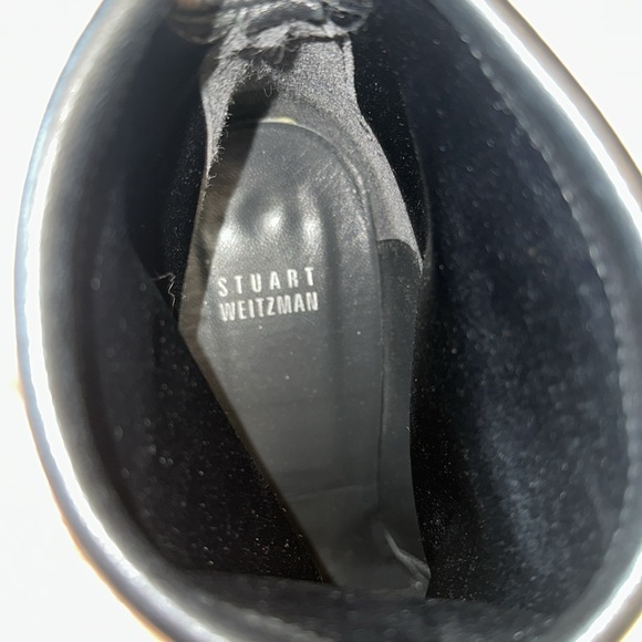 Stuart Weitzman black leather bootie clear and gold heel Sz 10 - Picture 10 of 11